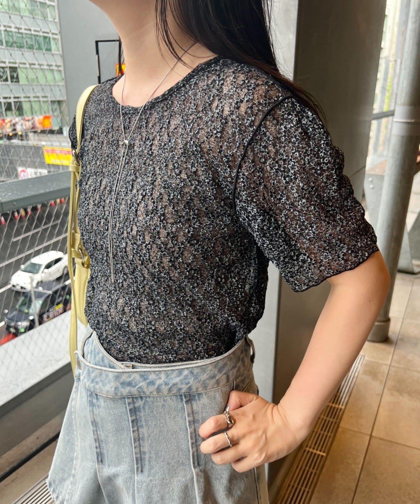 蕾絲花朵印花 TEE T恤