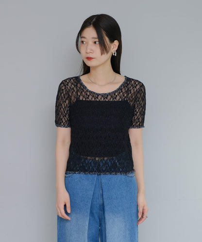 蕾絲花朵印花 TEE T恤