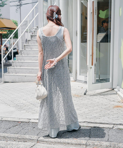 Kastane 蕾絲花卉吊帶連衣裙