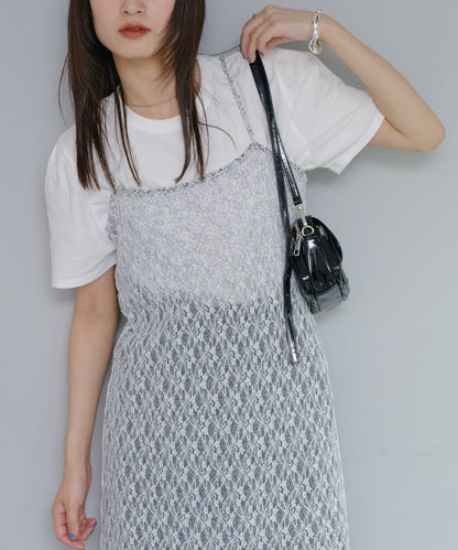 Kastane 蕾絲花卉吊帶連衣裙