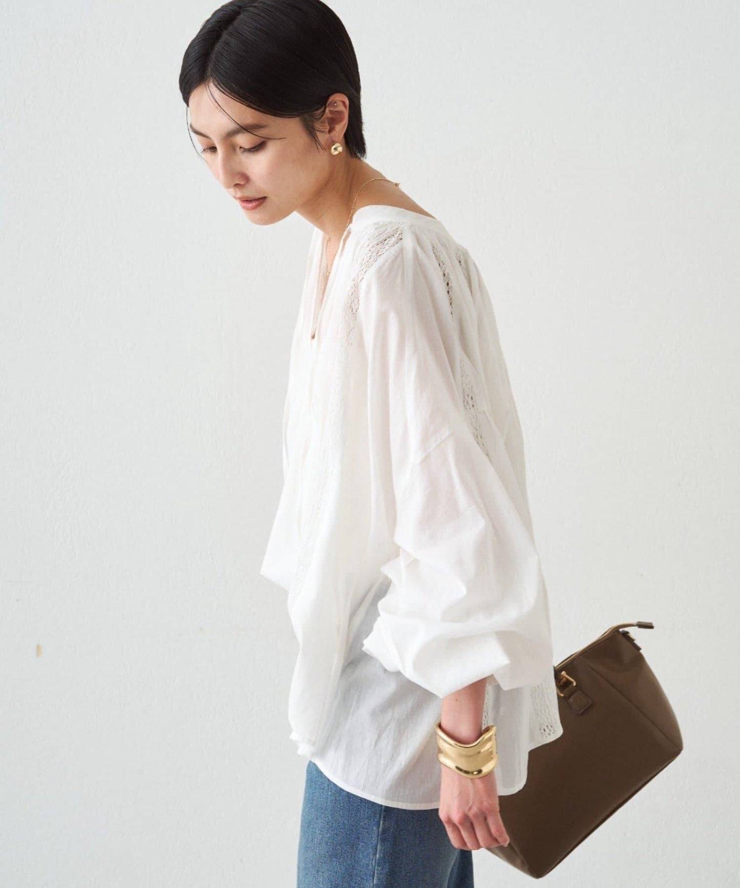 INDIA 開領蕾絲襯衫