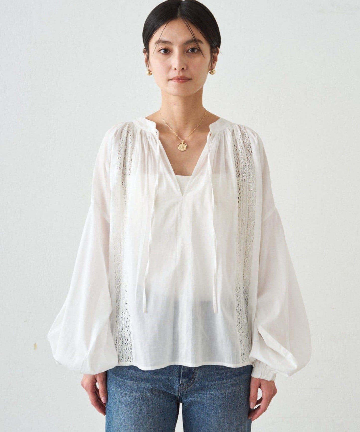 INDIA 開領蕾絲襯衫