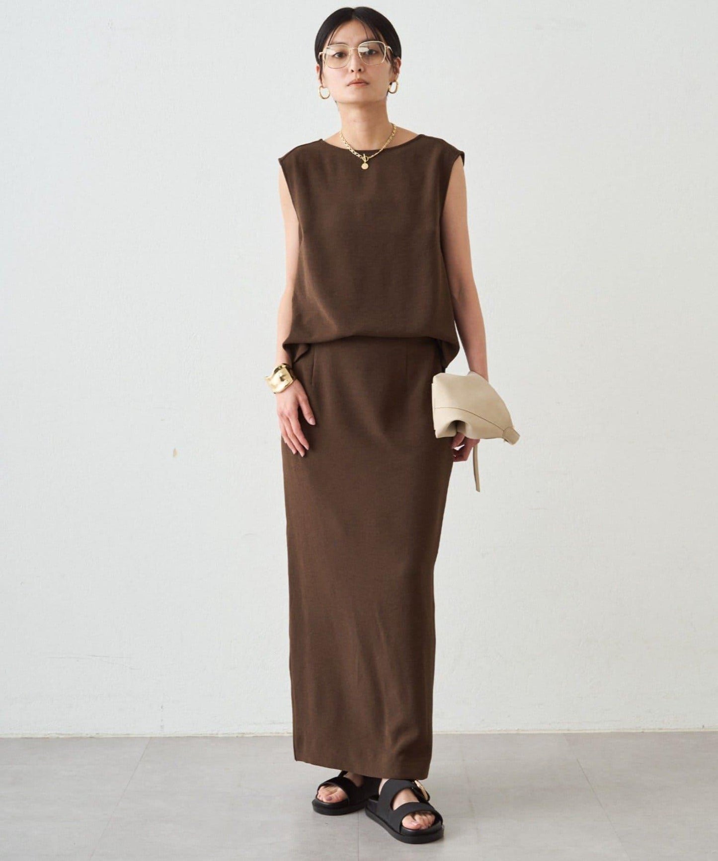 雙層喬其紗 無袖 襯衫