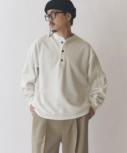 珠地亨利領套頭上衣