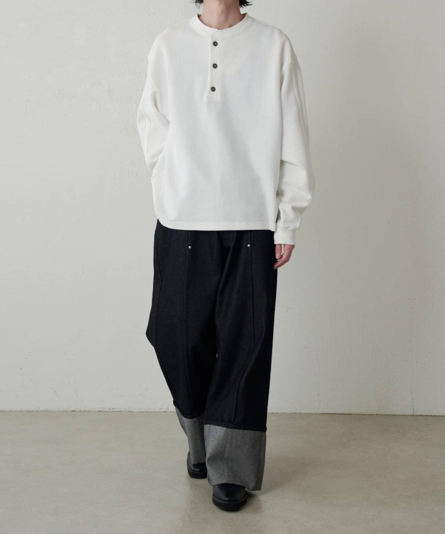 珠地亨利領套頭上衣