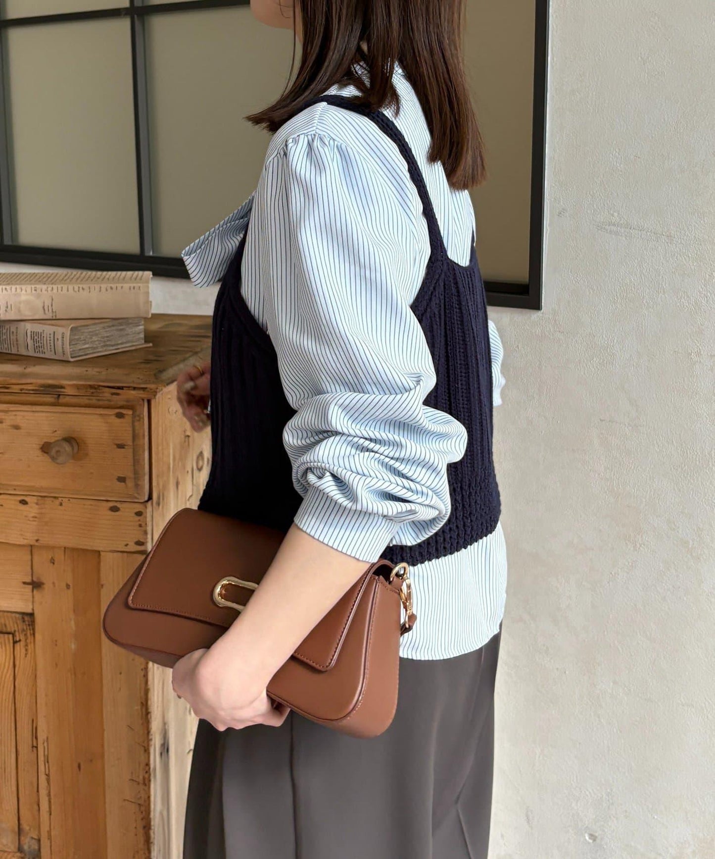 背心組合 蝴蝶結設計 襯衫套裝