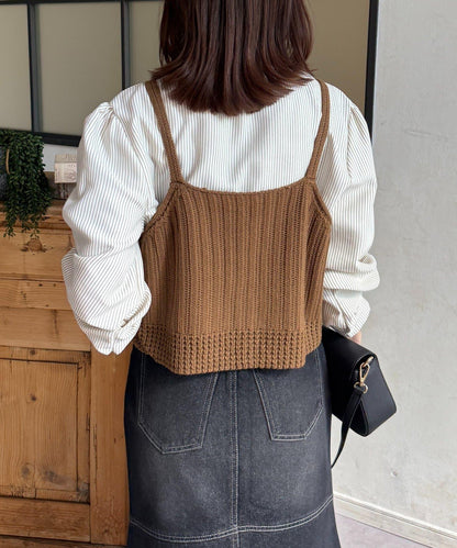 背心組合 蝴蝶結設計 襯衫套裝