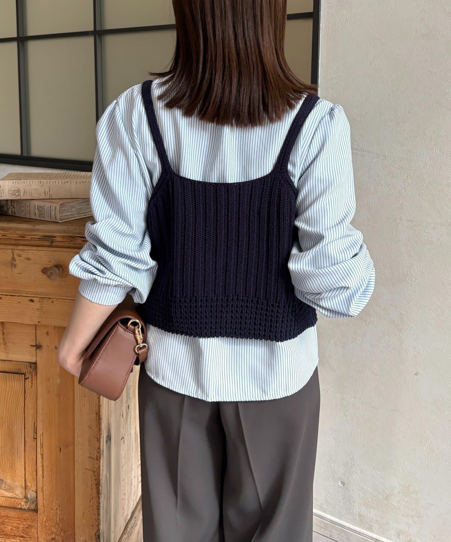 背心組合 蝴蝶結設計 襯衫套裝