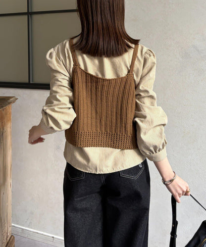 背心組合 蝴蝶結設計 襯衫套裝