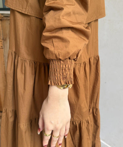 抽褶領 層疊連衣裙