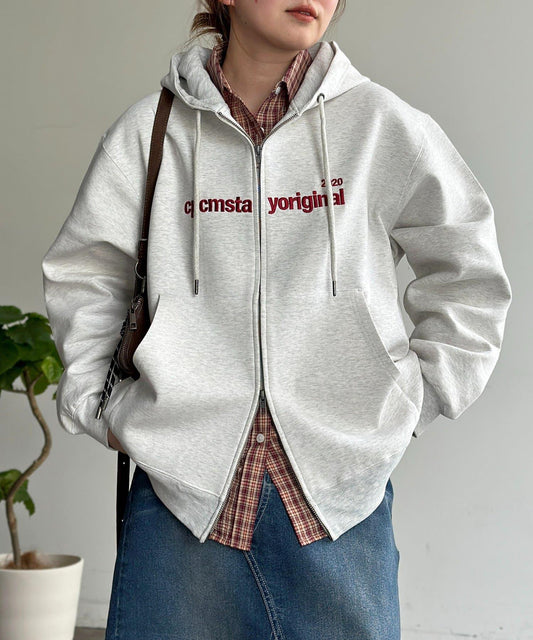 粉感加工 拉鍊 氣泡棉連帽外套