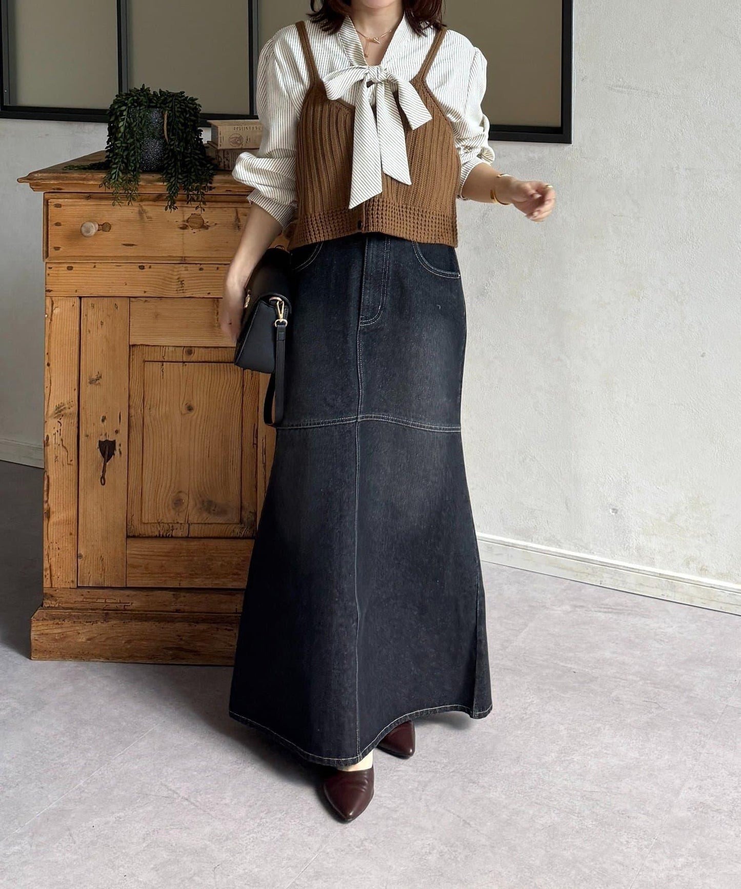 背心組合 蝴蝶結設計 襯衫套裝