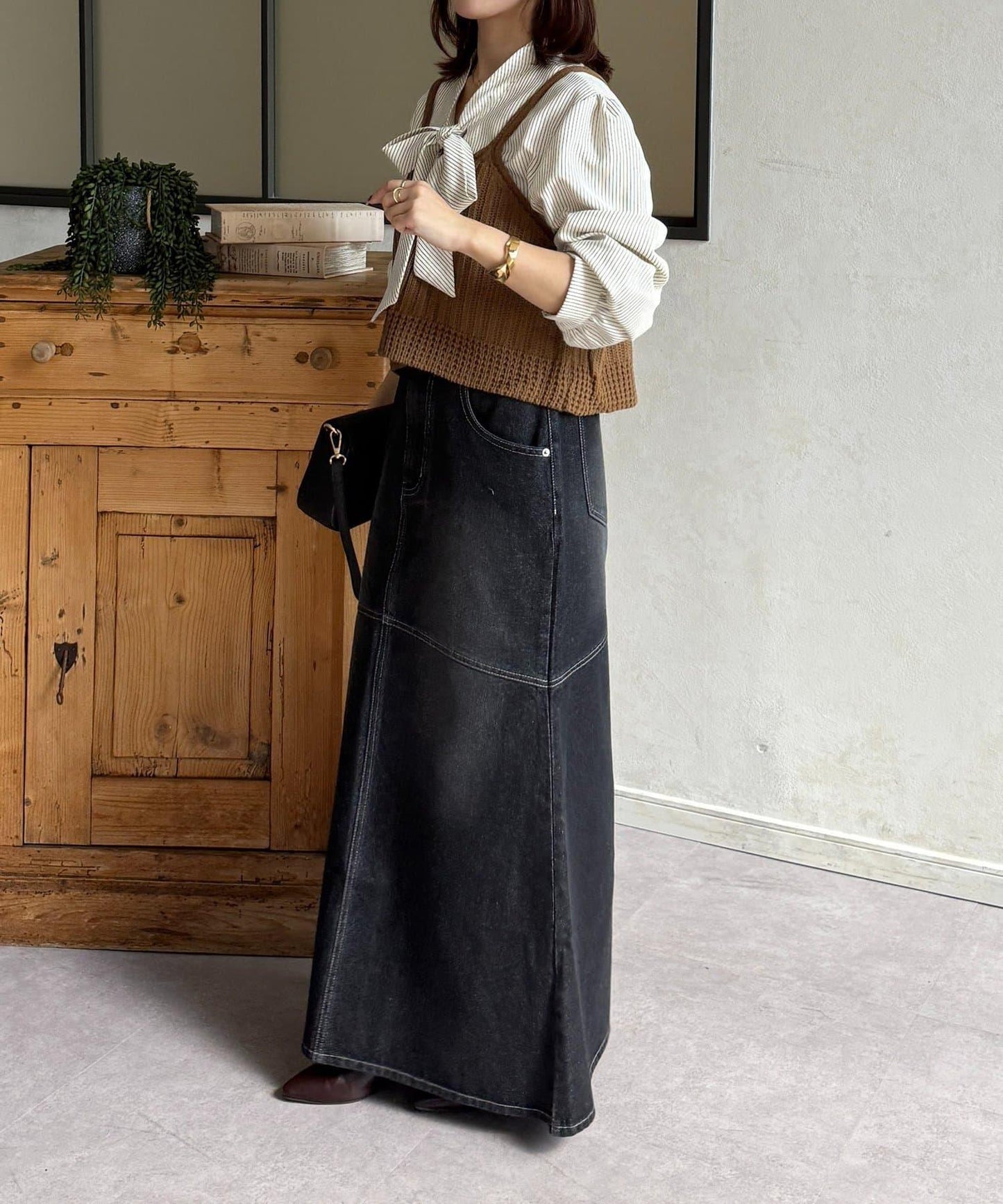 背心組合 蝴蝶結設計 襯衫套裝