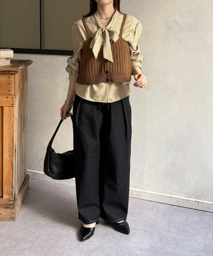 背心組合 蝴蝶結設計 襯衫套裝