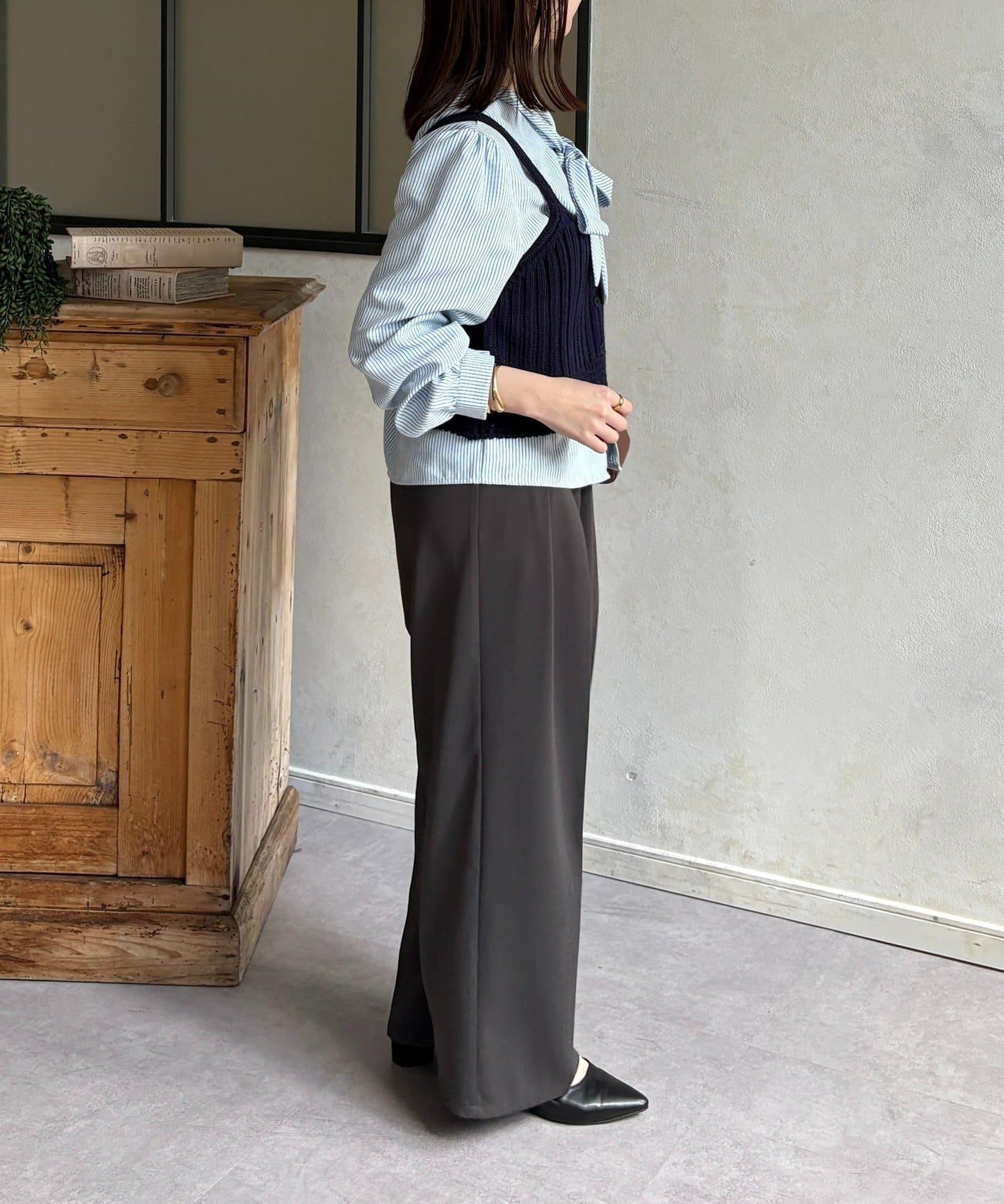 背心組合 蝴蝶結設計 襯衫套裝