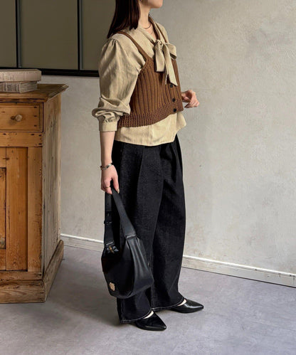 背心組合 蝴蝶結設計 襯衫套裝