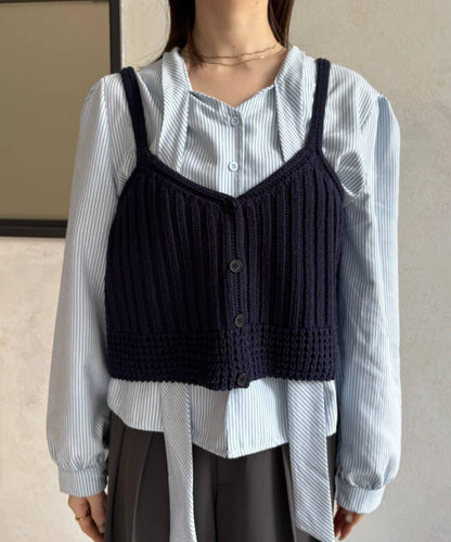 背心組合 蝴蝶結設計 襯衫套裝