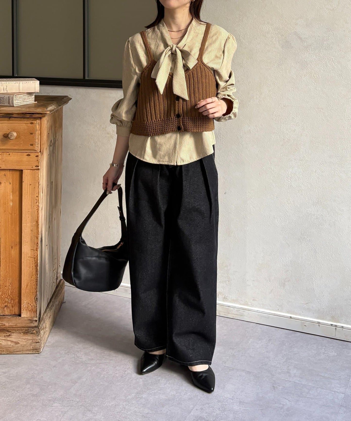 背心組合 蝴蝶結設計 襯衫套裝