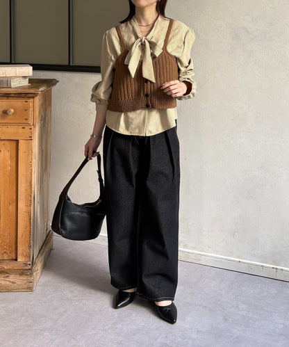 背心組合 蝴蝶結設計 襯衫套裝