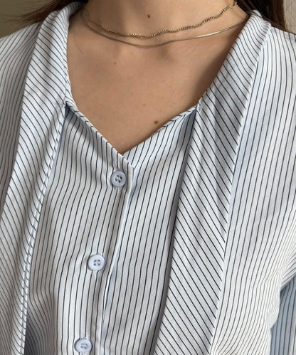 背心組合 蝴蝶結設計 襯衫套裝