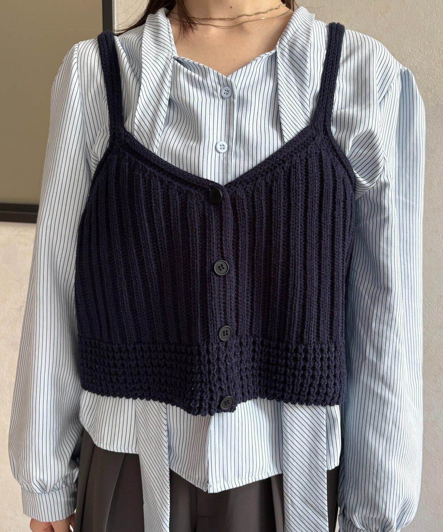 背心組合 蝴蝶結設計 襯衫套裝