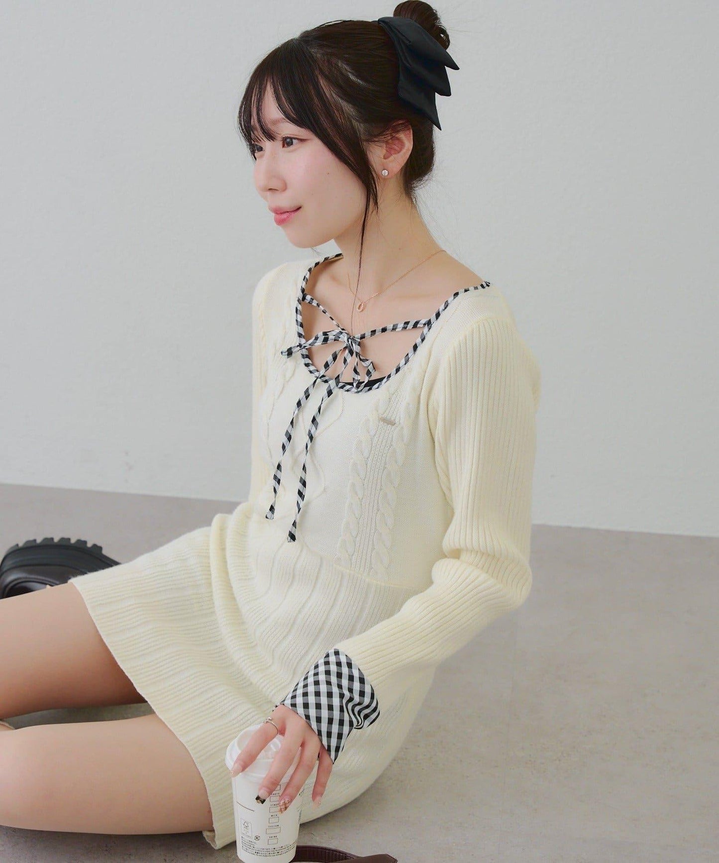 RMAF 麻花紋針織迷你連衣裙