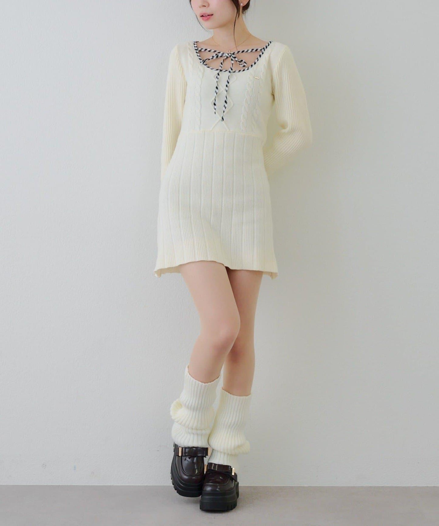 RMAF 麻花紋針織迷你連衣裙