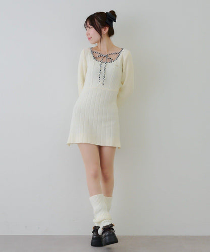 RMAF 麻花紋針織迷你連衣裙