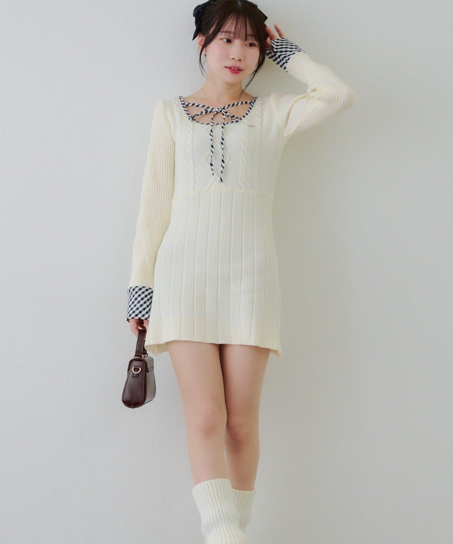 RMAF 麻花紋針織迷你連衣裙