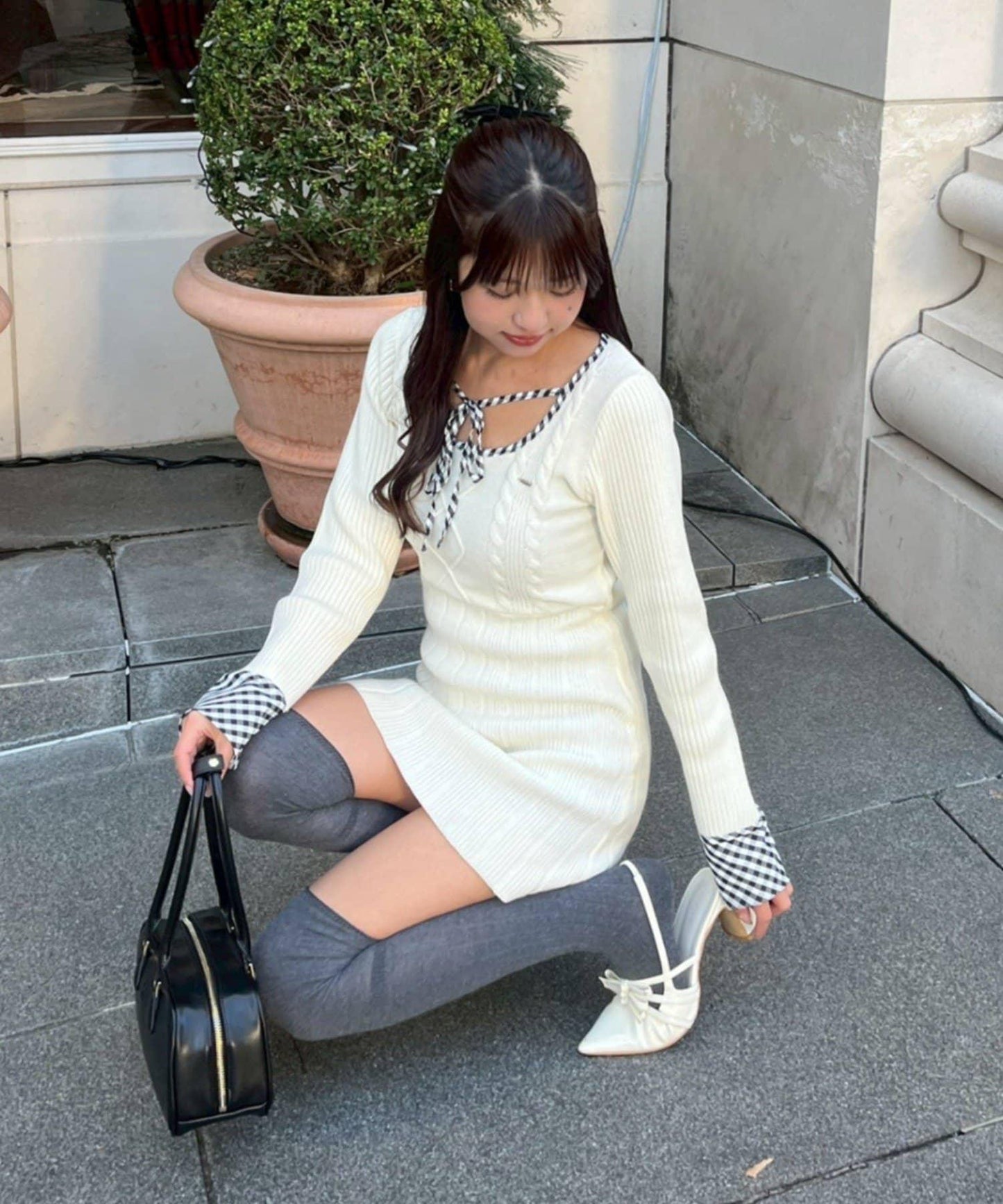 RMAF 麻花紋針織迷你連衣裙