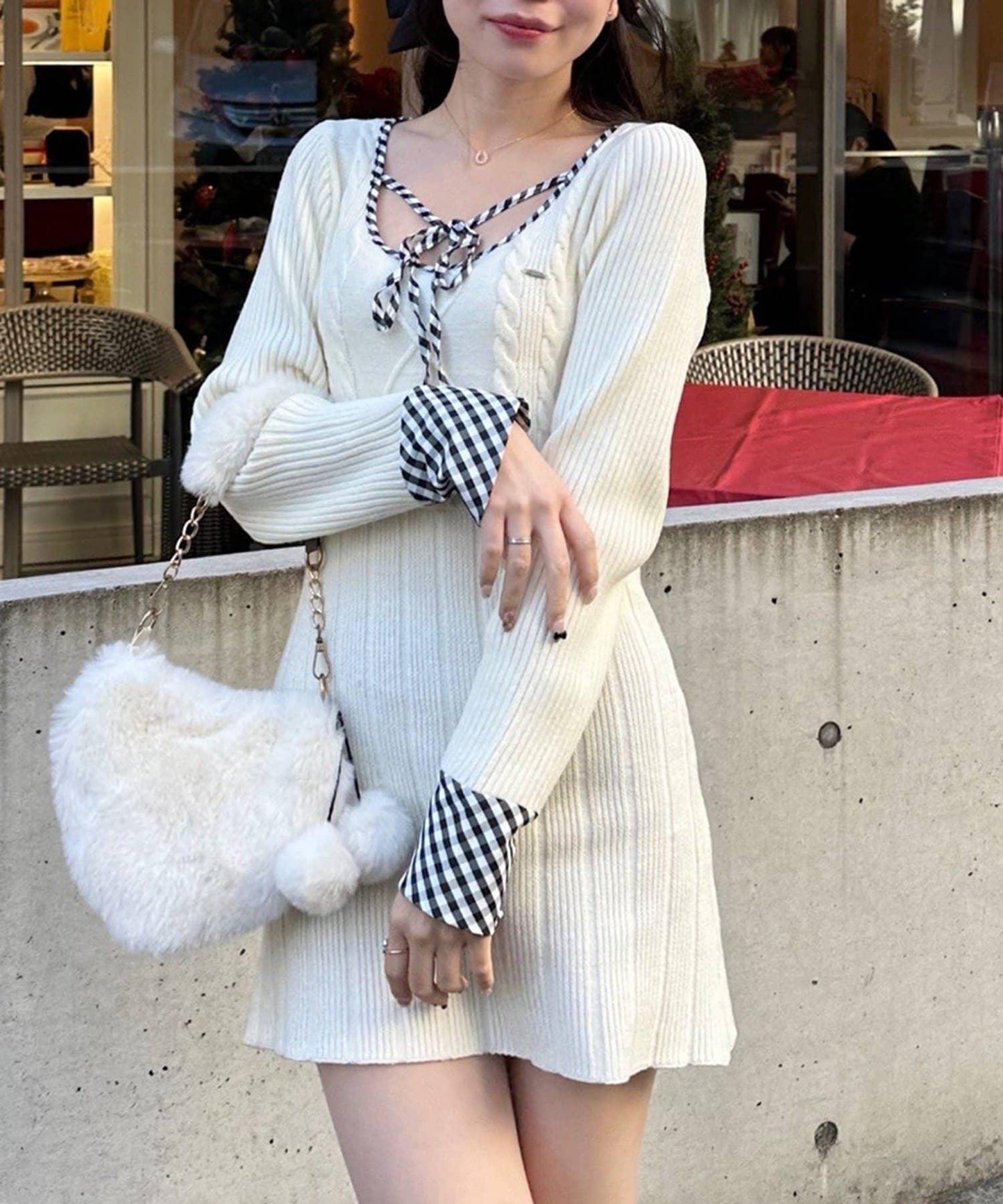 RMAF 麻花紋針織迷你連衣裙