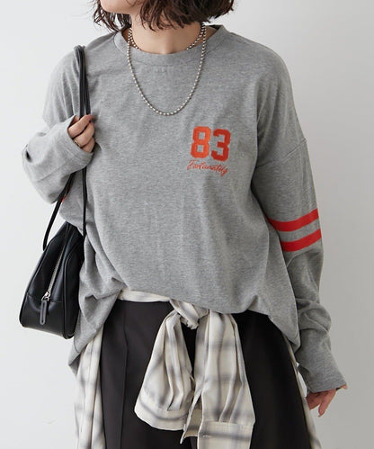袖部線條數字印花 寬鬆 BIGT T恤