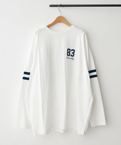 袖部線條數字印花 寬鬆 BIGT T恤