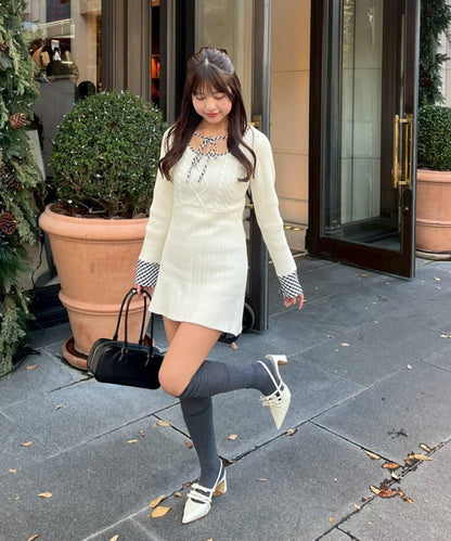 RMAF 麻花紋針織迷你連衣裙