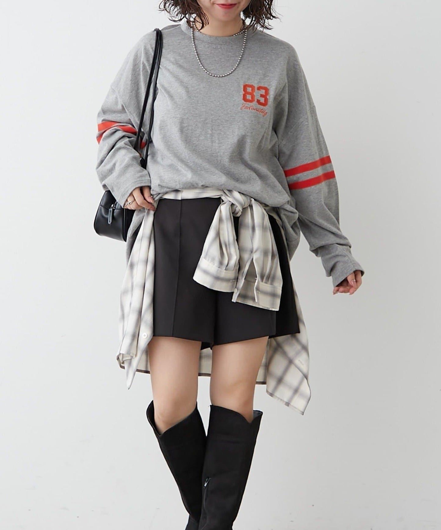 袖部線條數字印花 寬鬆 BIGT T恤