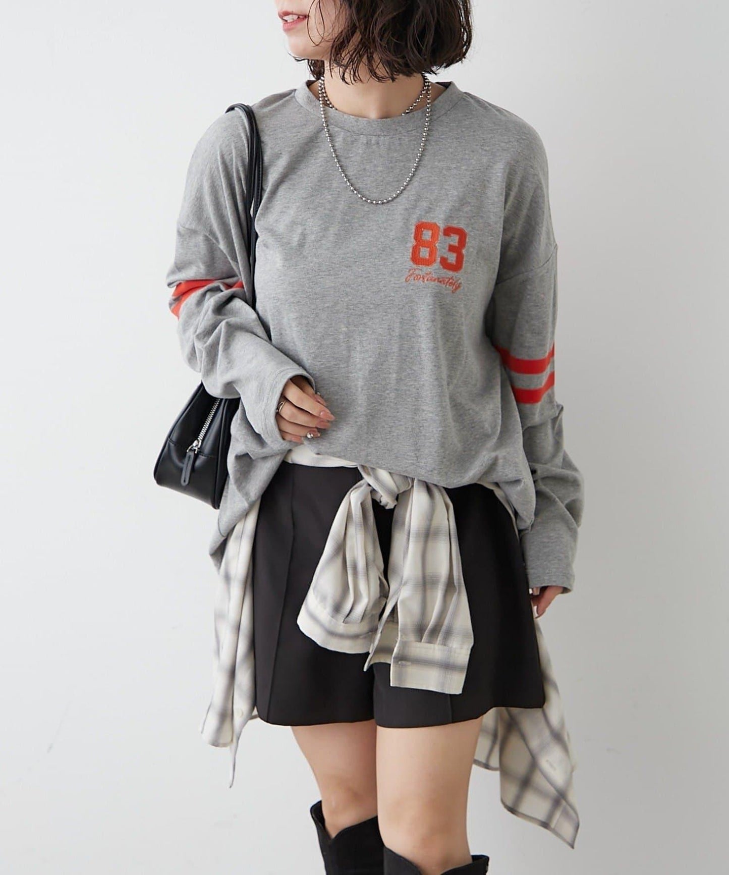 袖部線條數字印花 寬鬆 BIGT T恤