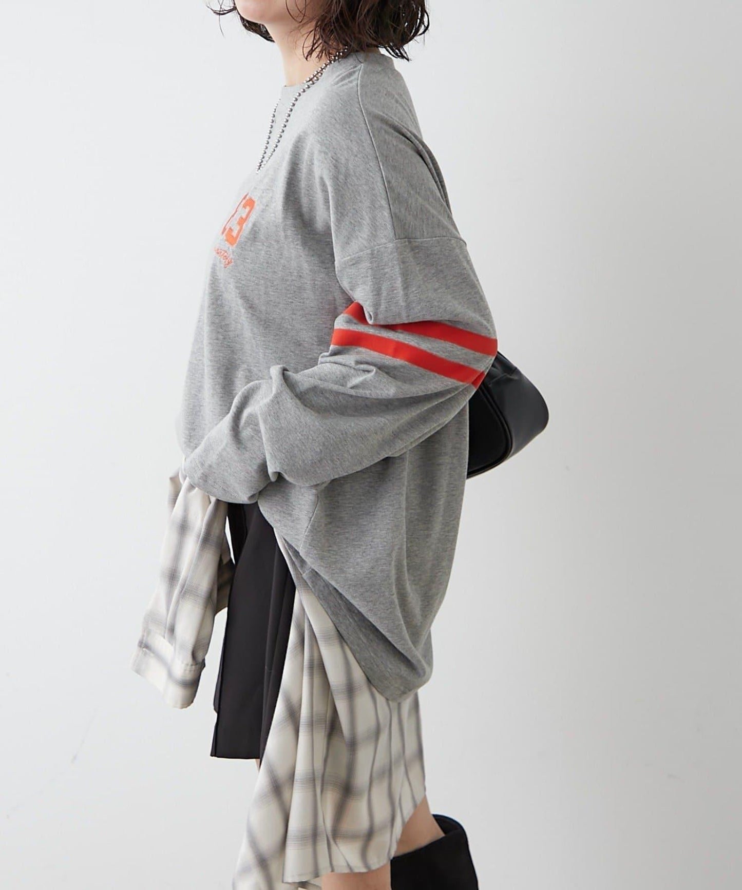 袖部線條數字印花 寬鬆 BIGT T恤