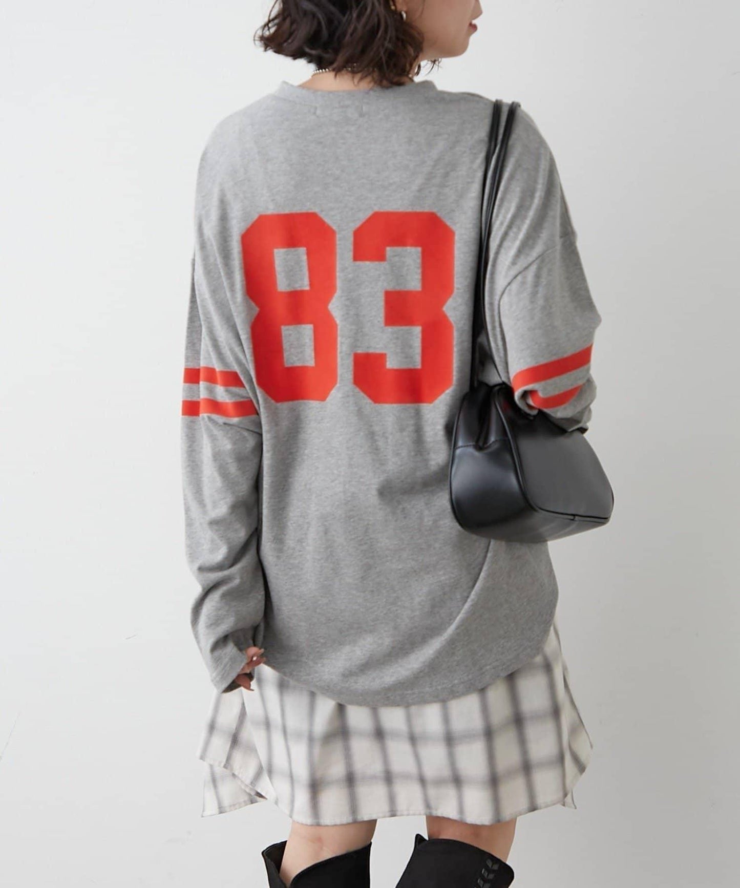 袖部線條數字印花 寬鬆 BIGT T恤