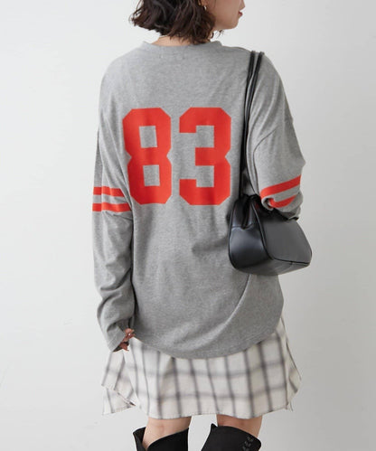 袖部線條數字印花 寬鬆 BIGT T恤