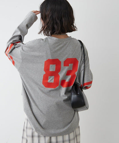 袖部線條數字印花 寬鬆 BIGT T恤