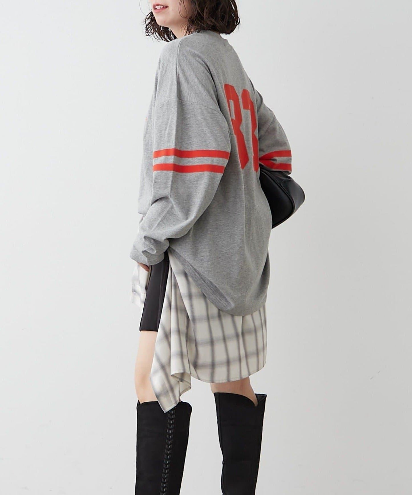 袖部線條數字印花 寬鬆 BIGT T恤