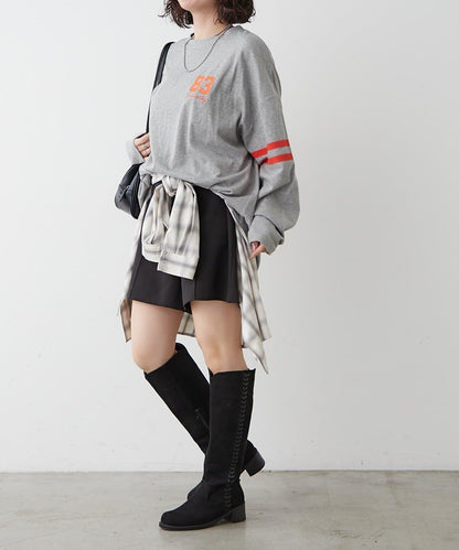 袖部線條數字印花 寬鬆 BIGT T恤