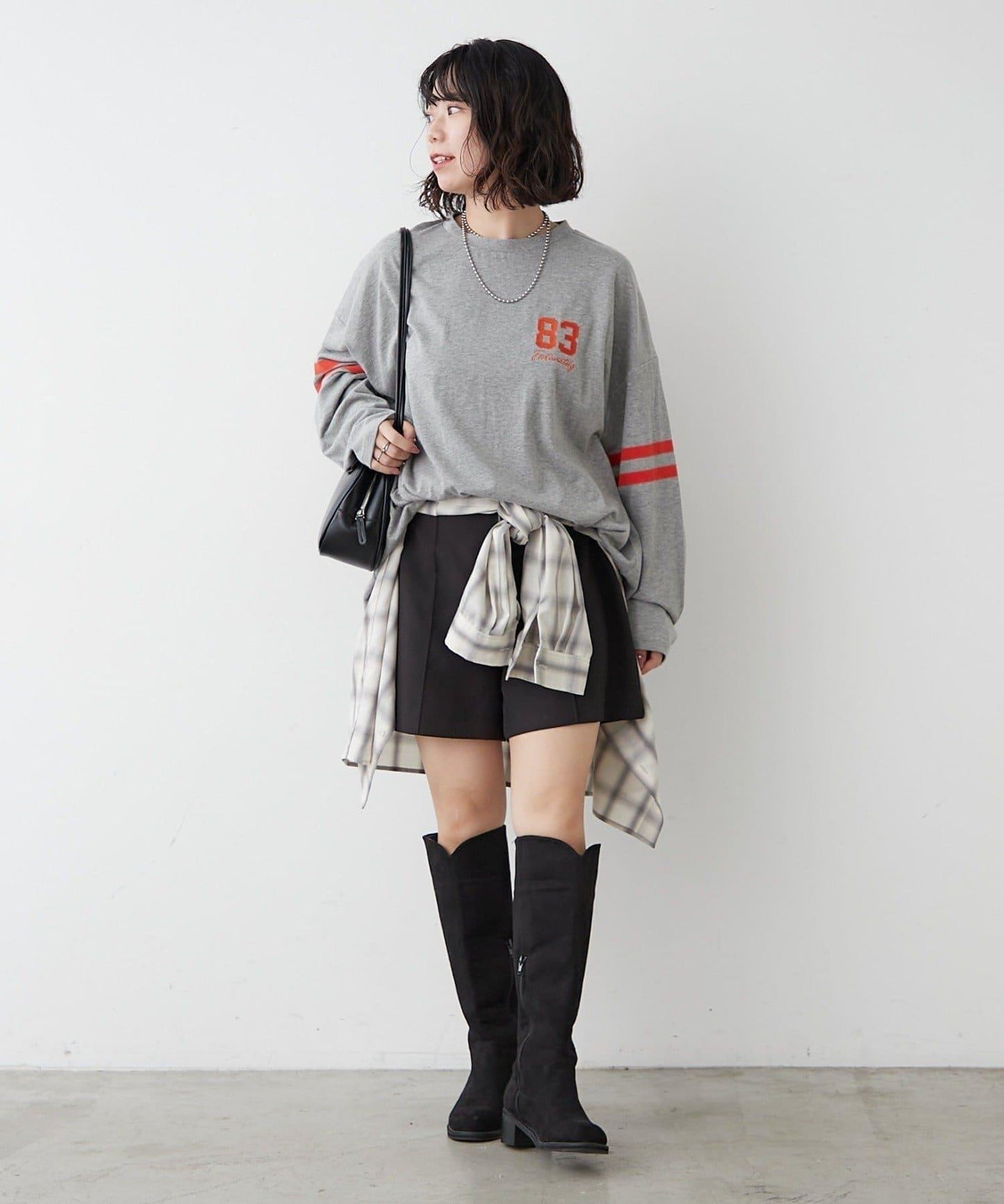 袖部線條數字印花 寬鬆 BIGT T恤