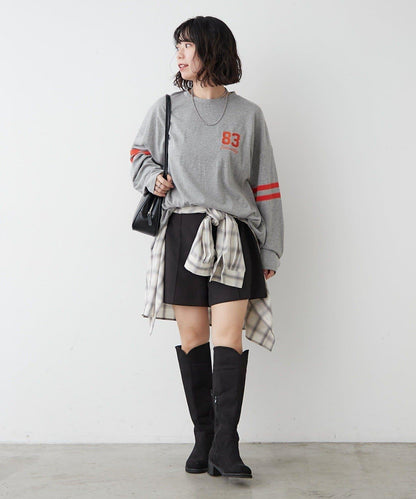 袖部線條數字印花 寬鬆 BIGT T恤