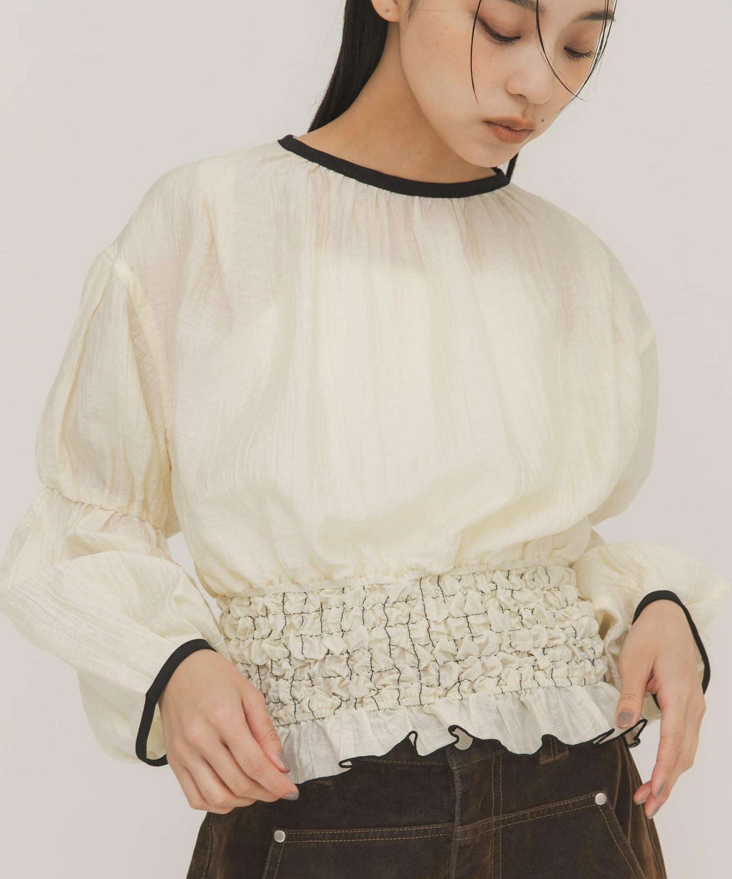 爆米花褶皺設計 襯衫