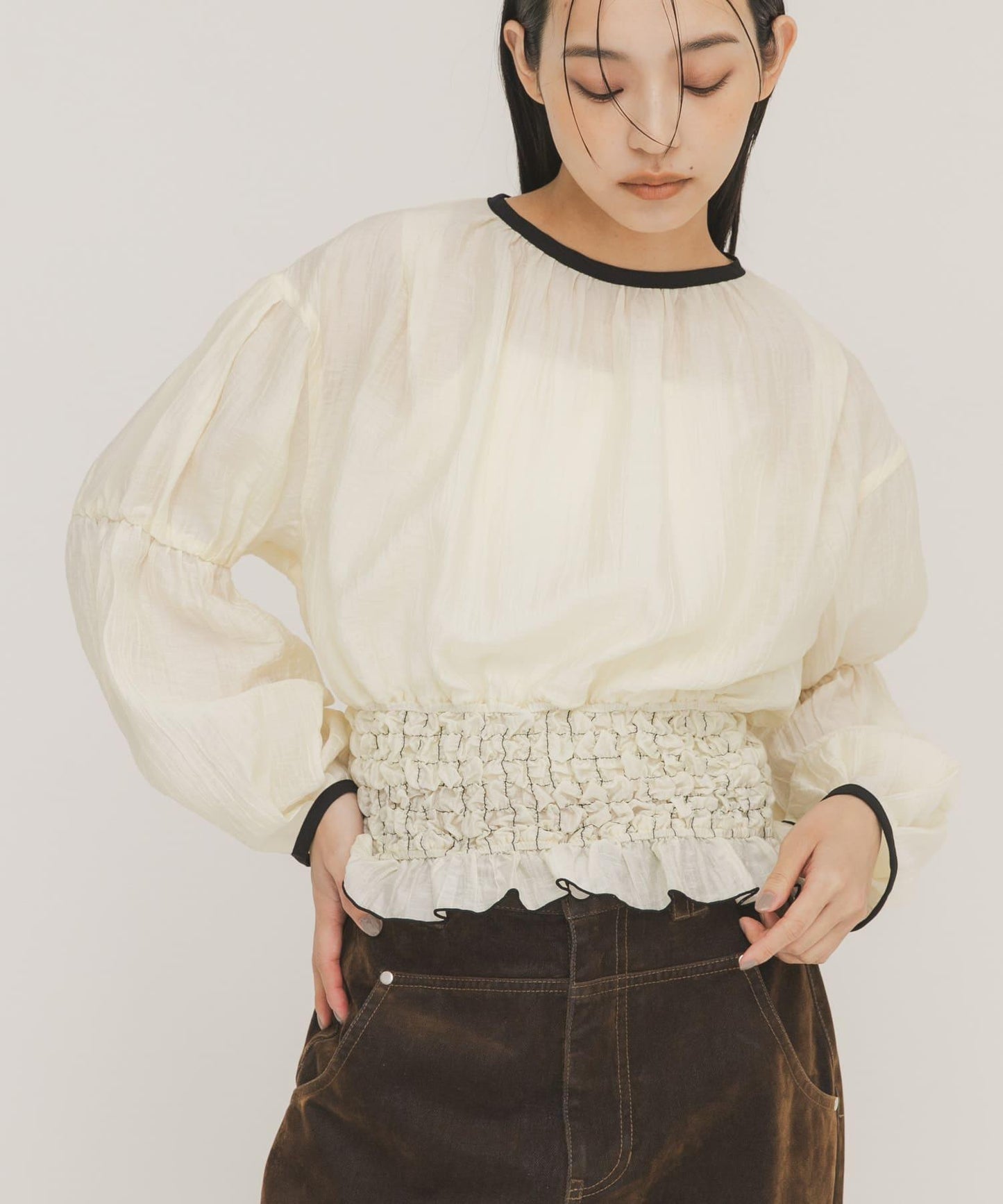 爆米花褶皺設計 襯衫