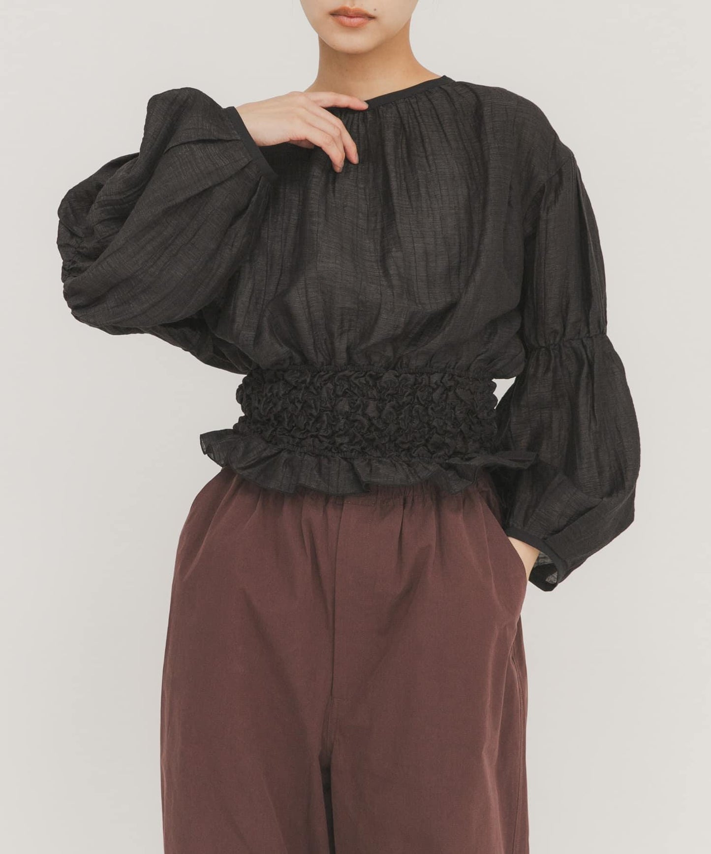 爆米花褶皺設計 襯衫