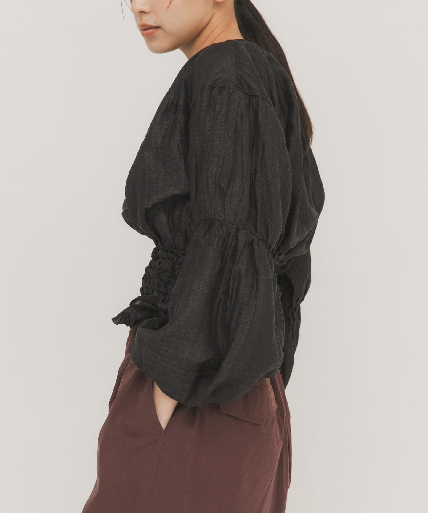 爆米花褶皺設計 襯衫