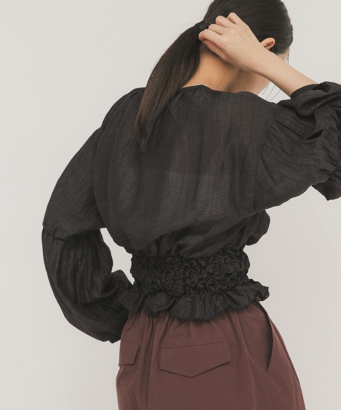 爆米花褶皺設計 襯衫