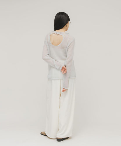 後開口透紗針織上衣